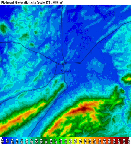 Zoom OUT 2x Piedmont, United States elevation map