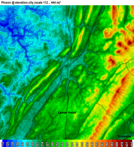 Zoom OUT 2x Pinson, United States elevation map