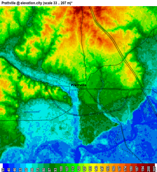 Zoom OUT 2x Prattville, United States elevation map