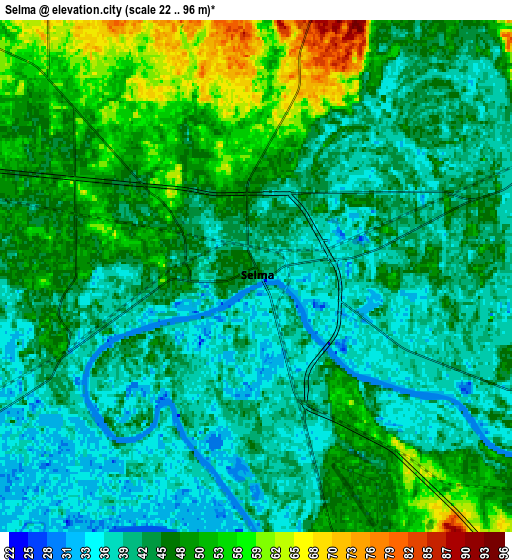 Zoom OUT 2x Selma, United States elevation map