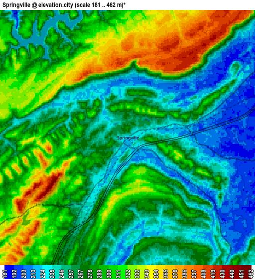 Zoom OUT 2x Springville, United States elevation map