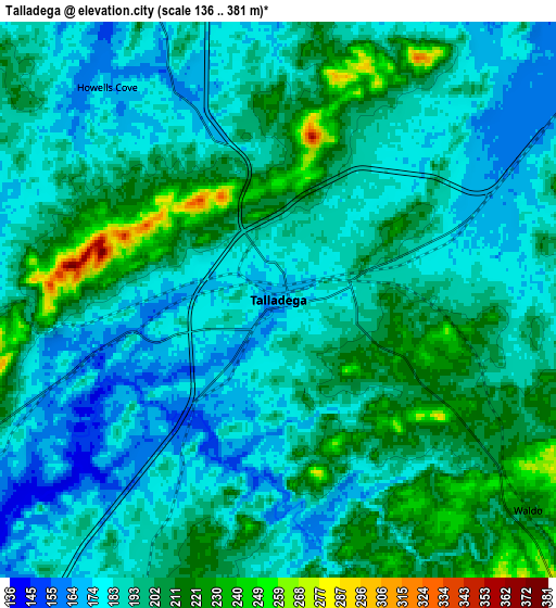 Zoom OUT 2x Talladega, United States elevation map