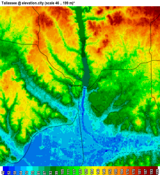 Zoom OUT 2x Tallassee, United States elevation map
