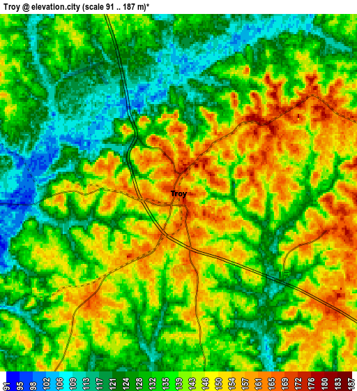 Zoom OUT 2x Troy, United States elevation map