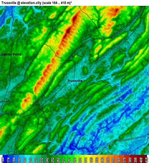 Zoom OUT 2x Trussville, United States elevation map