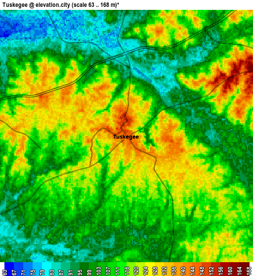 Zoom OUT 2x Tuskegee, United States elevation map