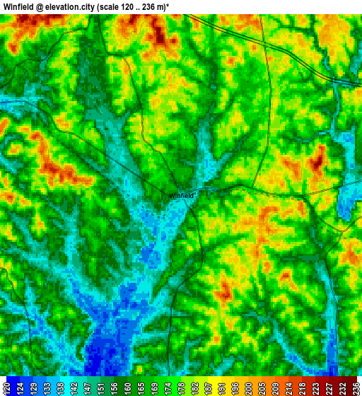 Zoom OUT 2x Winfield, United States elevation map