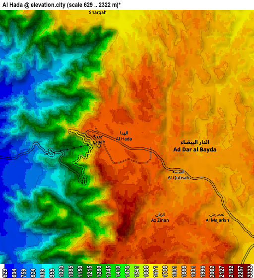 Zoom OUT 2x Al Hadā, Saudi Arabia elevation map