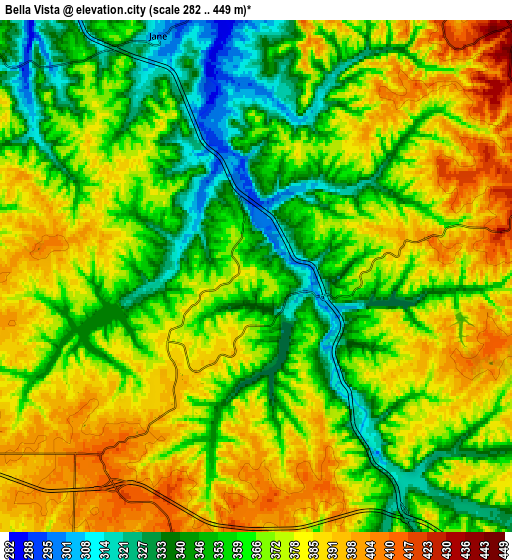 Zoom OUT 2x Bella Vista, United States elevation map