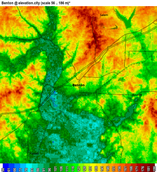 Zoom OUT 2x Benton, United States elevation map