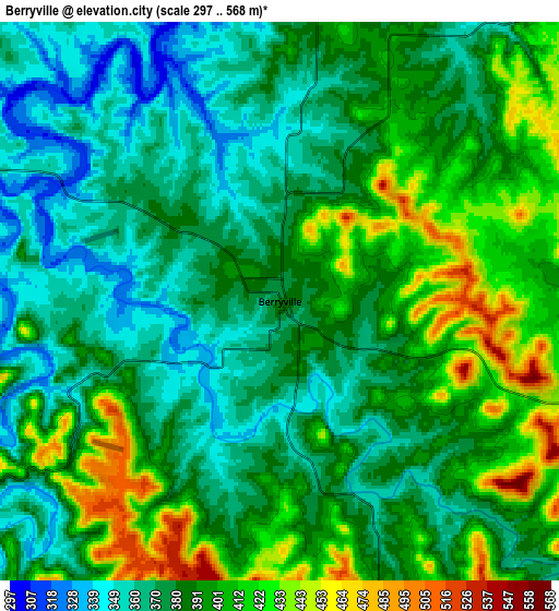 Zoom OUT 2x Berryville, United States elevation map