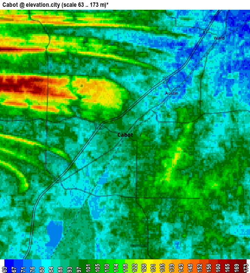 Zoom OUT 2x Cabot, United States elevation map