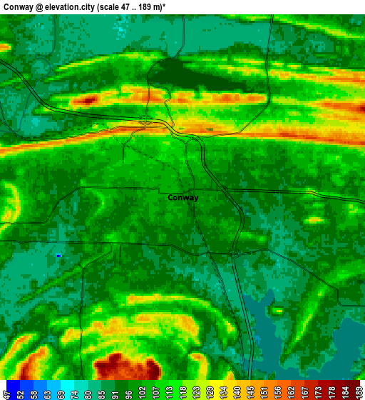 Zoom OUT 2x Conway, United States elevation map