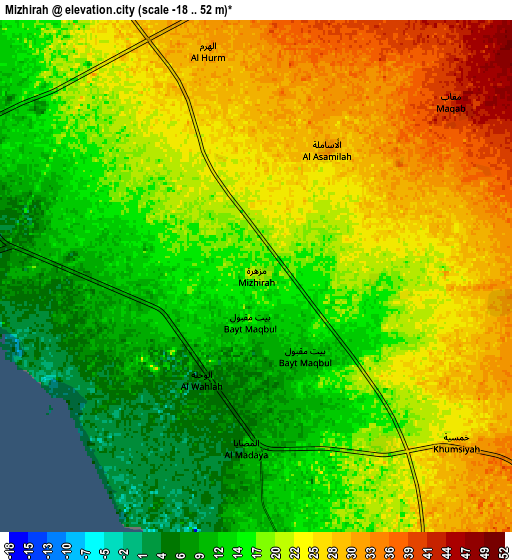 Zoom OUT 2x Mizhirah, Saudi Arabia elevation map