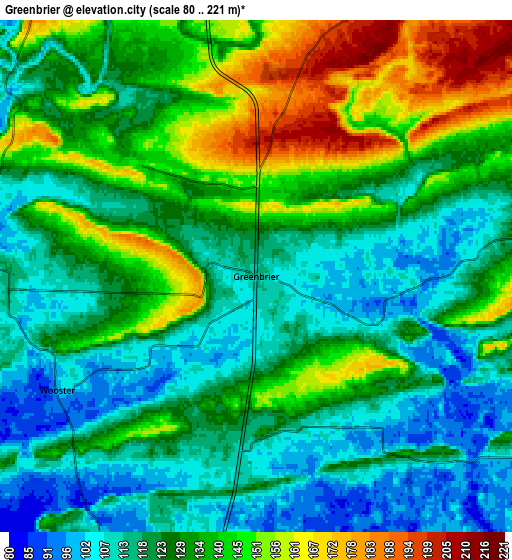 Zoom OUT 2x Greenbrier, United States elevation map