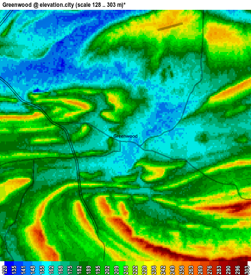 Zoom OUT 2x Greenwood, United States elevation map