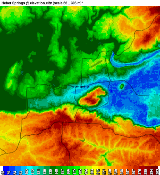 Zoom OUT 2x Heber Springs, United States elevation map