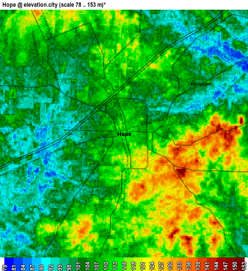 Zoom OUT 2x Hope, United States elevation map