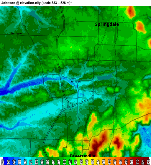 Zoom OUT 2x Johnson, United States elevation map