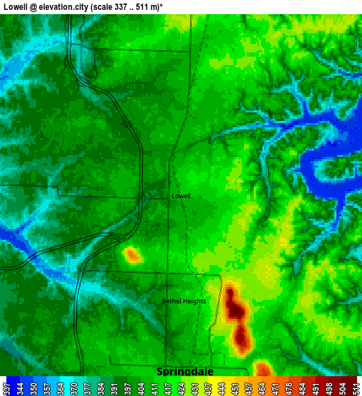 Zoom OUT 2x Lowell, United States elevation map