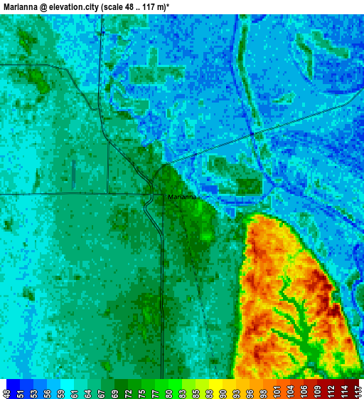 Zoom OUT 2x Marianna, United States elevation map