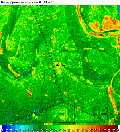 Zoom OUT 2x Marion, United States elevation map