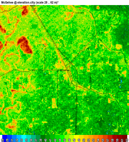 Zoom OUT 2x McGehee, United States elevation map