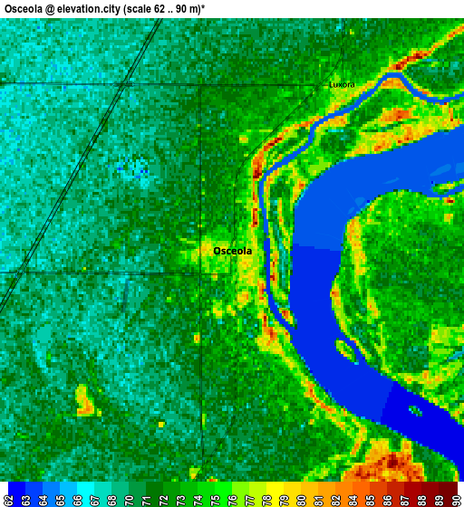 Zoom OUT 2x Osceola, United States elevation map