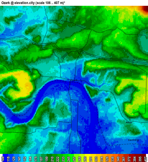 Zoom OUT 2x Ozark, United States elevation map