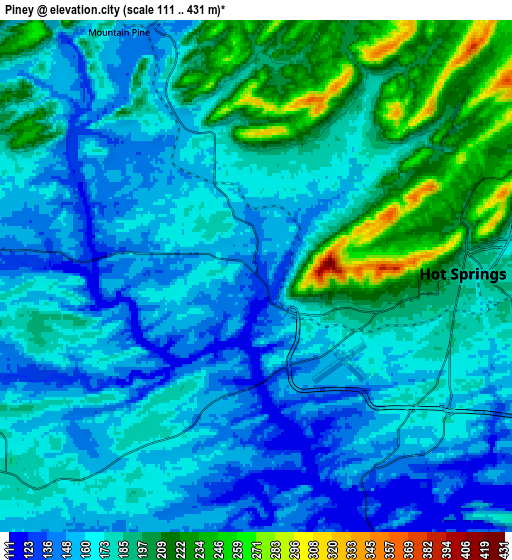 Zoom OUT 2x Piney, United States elevation map