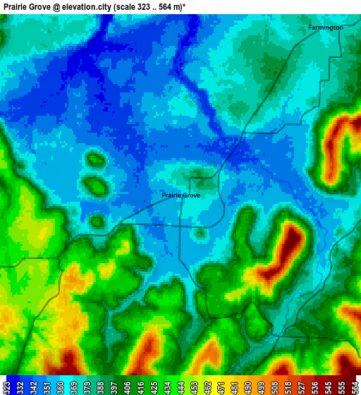 Zoom OUT 2x Prairie Grove, United States elevation map