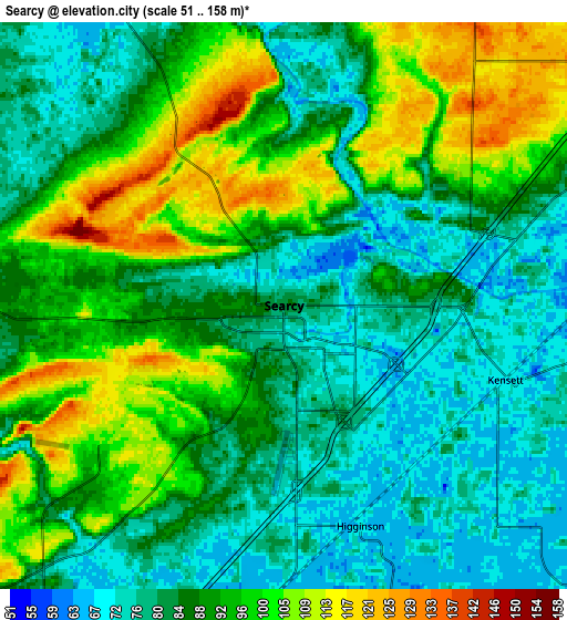 Zoom OUT 2x Searcy, United States elevation map