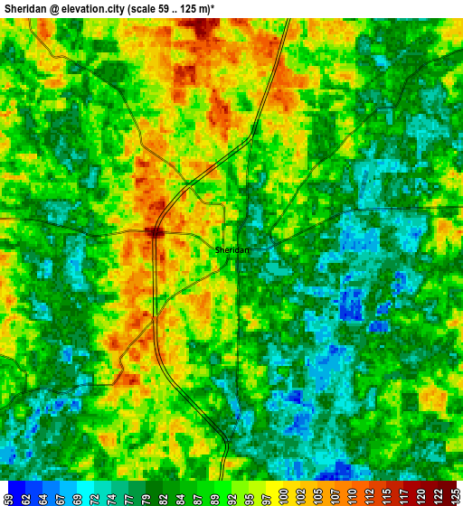 Zoom OUT 2x Sheridan, United States elevation map