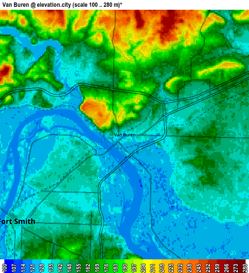 Zoom OUT 2x Van Buren, United States elevation map