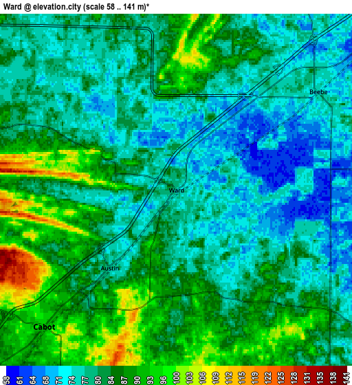 Zoom OUT 2x Ward, United States elevation map