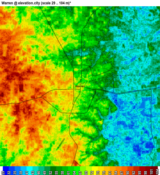 Zoom OUT 2x Warren, United States elevation map