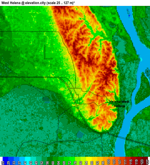 Zoom OUT 2x West Helena, United States elevation map