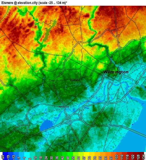 Zoom OUT 2x Elsmere, United States elevation map