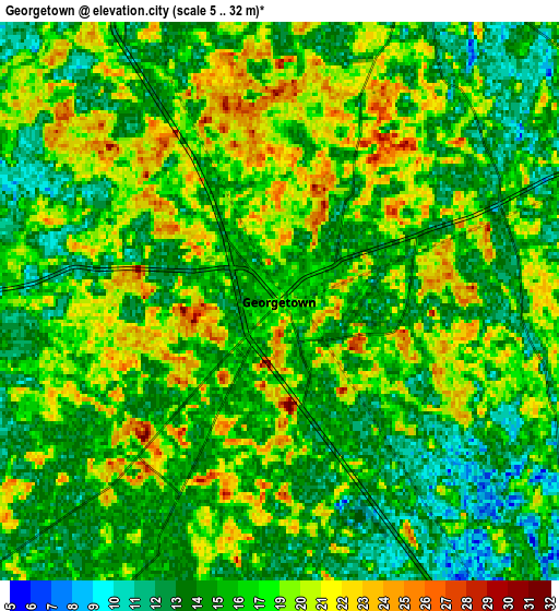 Zoom OUT 2x Georgetown, United States elevation map