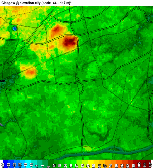 Zoom OUT 2x Glasgow, United States elevation map