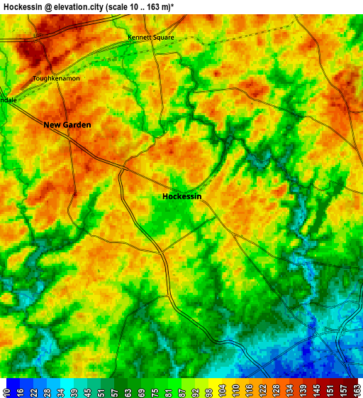 Zoom OUT 2x Hockessin, United States elevation map