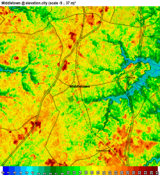 Zoom OUT 2x Middletown, United States elevation map