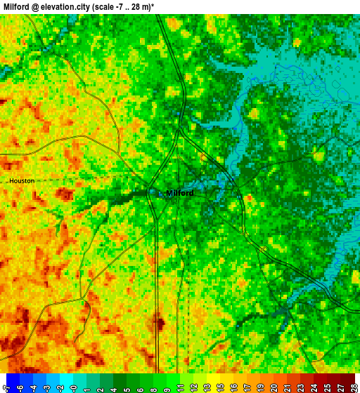 Zoom OUT 2x Milford, United States elevation map