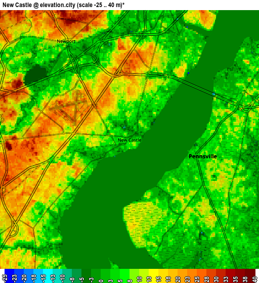 Zoom OUT 2x New Castle, United States elevation map