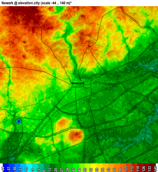 Zoom OUT 2x Newark, United States elevation map