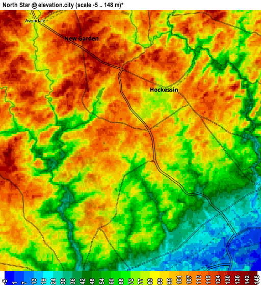 Zoom OUT 2x North Star, United States elevation map