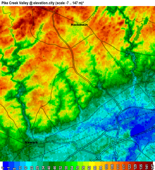 Zoom OUT 2x Pike Creek Valley, United States elevation map