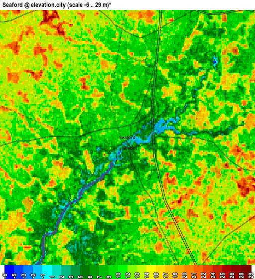 Zoom OUT 2x Seaford, United States elevation map