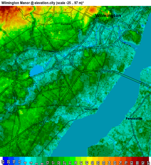 Zoom OUT 2x Wilmington Manor, United States elevation map