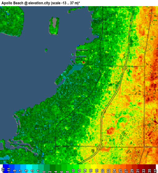 Zoom OUT 2x Apollo Beach, United States elevation map